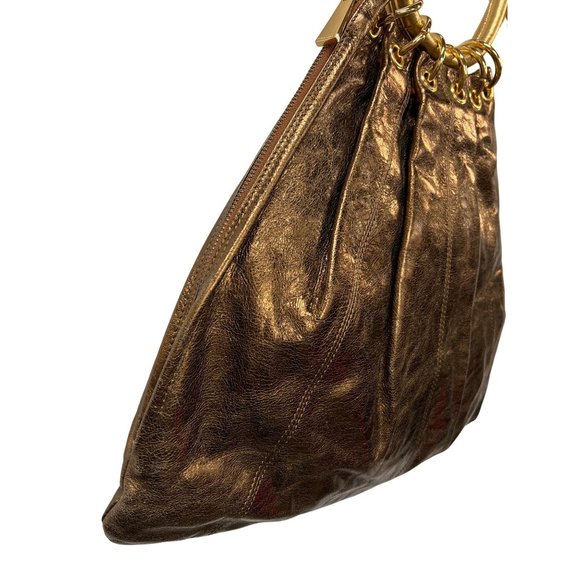 Trina Turk Gold Metallic Leather Handbag Shoulder Bag - Picture 7 of 7